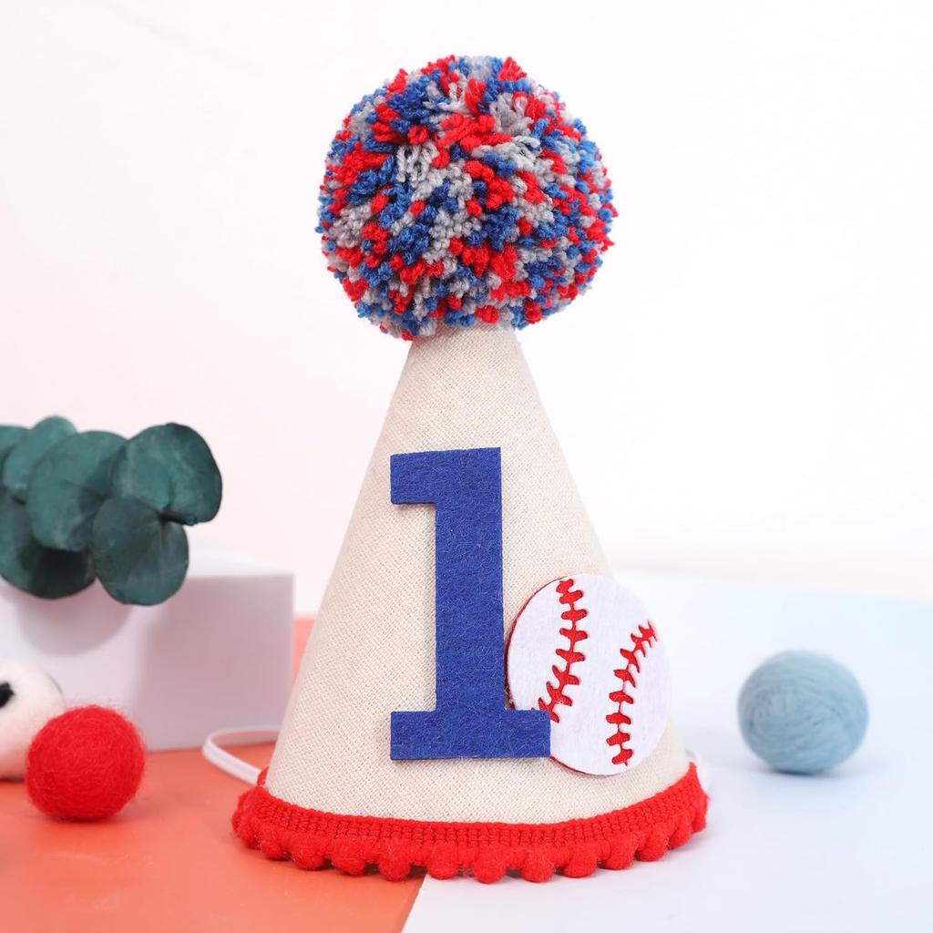 WAUAO Baseball 1st Birthday Party Hat - Rookie Of The Year Birthday Decorations,Baseball 1st Birthday Decorations,Baseball First Birthday Crown