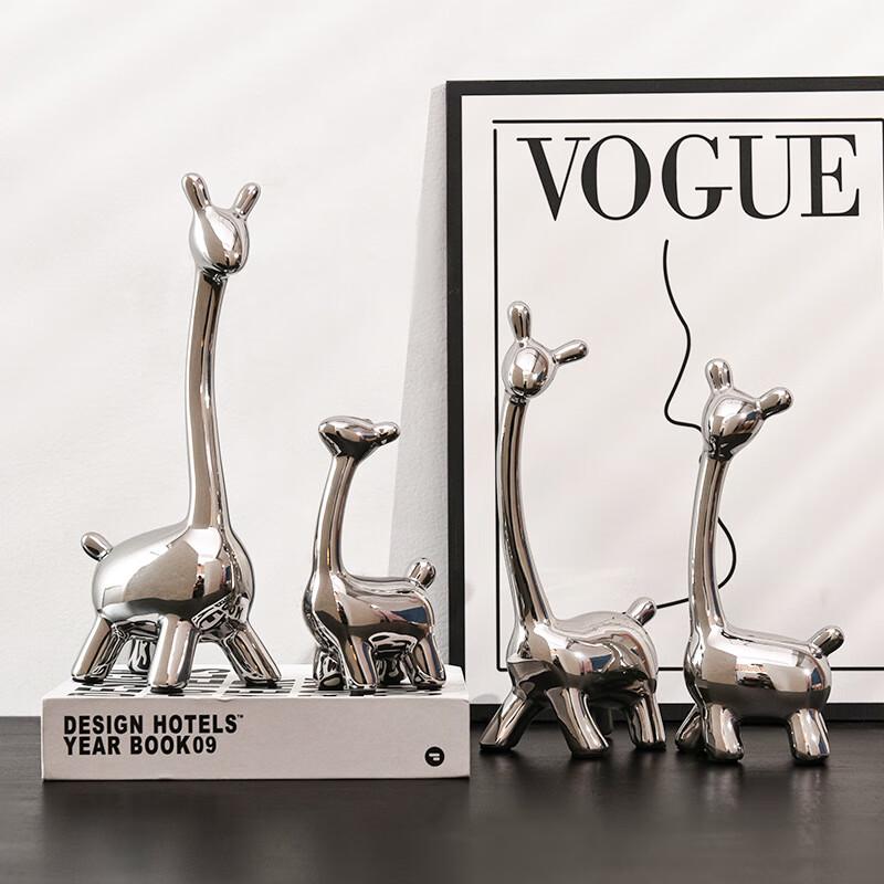 Elegant Electroplated Ceramic Deer Ornament