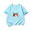 Kids Cotton T Shirt Peeking Domestic Shorthair Cat Graphic Crew Neck Short Sleeve Tee Casual Breathable Boys Girls Summer Tops