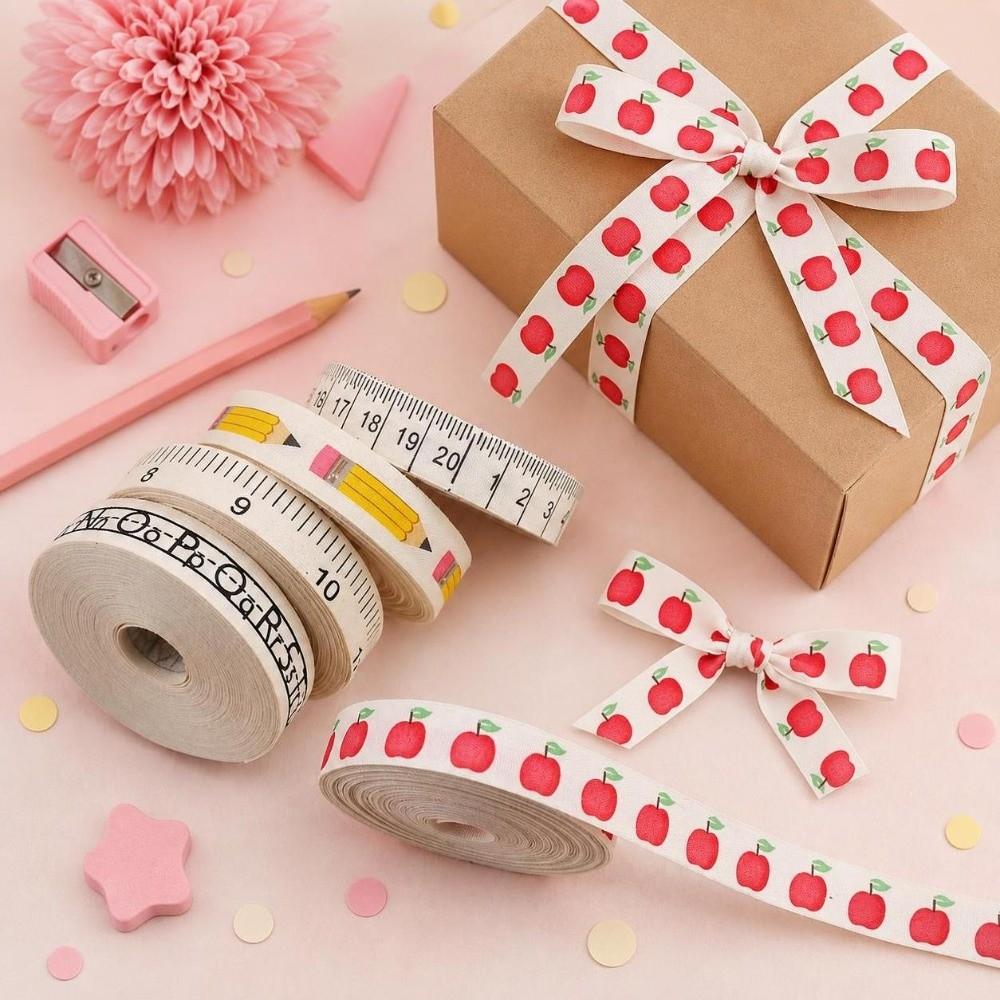 10 Yard Gift Packaging Ribbon Cotton Pencil Pattern School Theme Decoration Ribbon Handmade Material 1.6cm DIY Craft Ribbon
