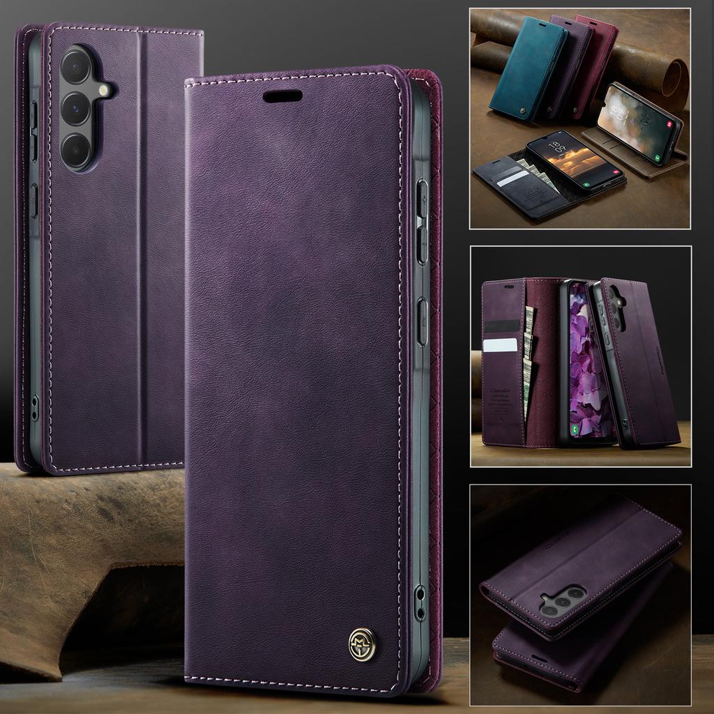 For Samsung Galaxy A55 5G Case CASEME 033 Series RFID Blocking Wallet Stand Calf Texture Leather Phone Cover