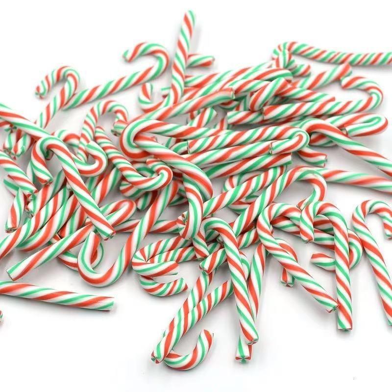 10/30/50 Pezzi Mini Bastoncini di Zucchero Decorazione Natalizia Rosso Bianco Resina Caramella Fai da Te Artigianato Ciondolo Natalizio Navidad Decorazioni per la Casa 2025 Capodanno