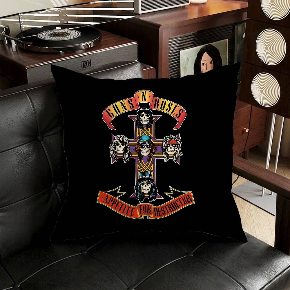 Band GGuns N Roses Pillow Case Antidustmite Pillowcase Invisible zipper silky short plush Sofa cushion cover