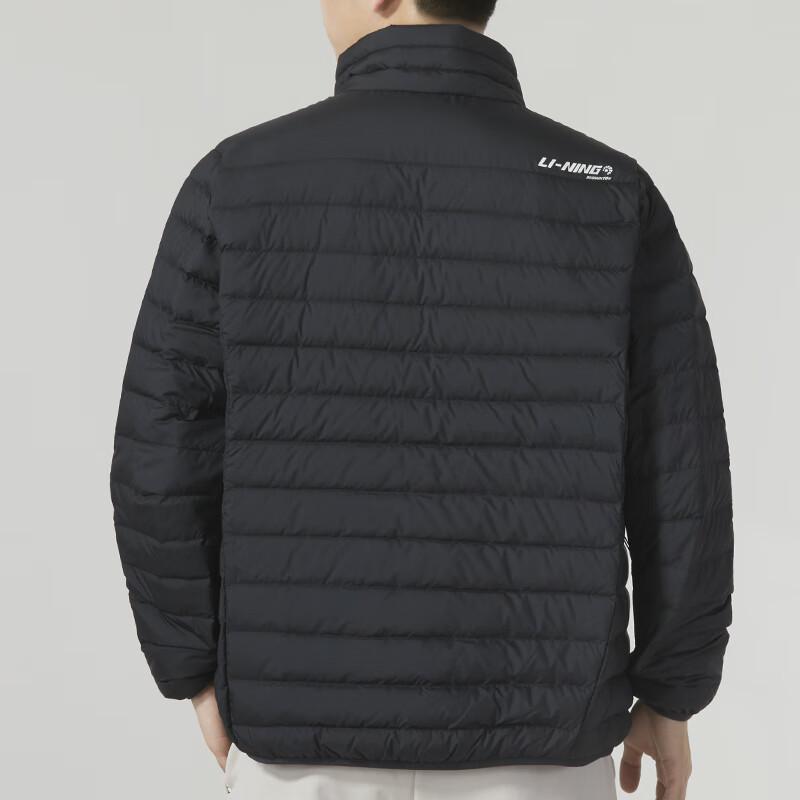 Li Ning Badminton Series Down Jacket Sports Warm Stand Collar Coat Unisex outerwear Black AYMT119-1