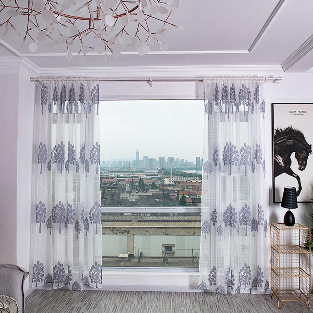 TreE  shape Anti mosquito Super Soft Sheer Voile Drape Window Curtains Livling Room Decor
