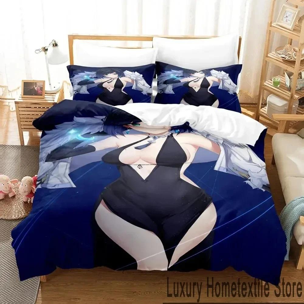 3D Print Anime Game Yelan Genshin Impact Bedding Set Boys Girls Twin Queen King Size Duvet Cover Pillowcase Bed Boys Adult