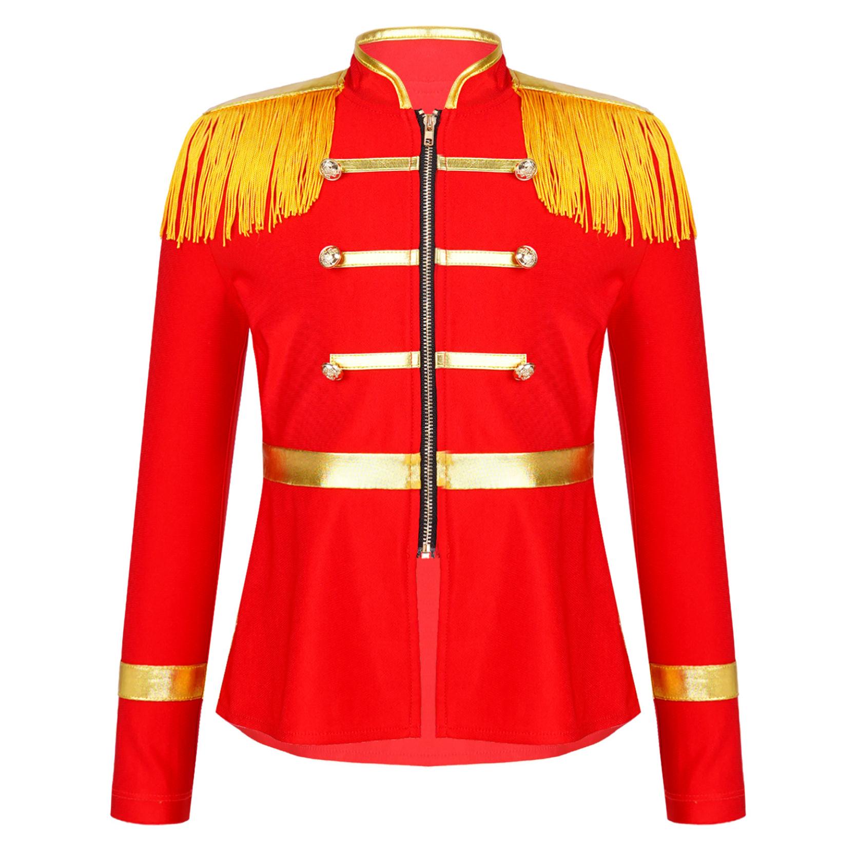 

Форма марширующего оркестра, пальто с кисточками с длинным рукавом, куртка, детский костюм барабанщика на Хэллоуин, костюм королевского гвардейца для парада, маскарадный костюм 15-16 Years красный