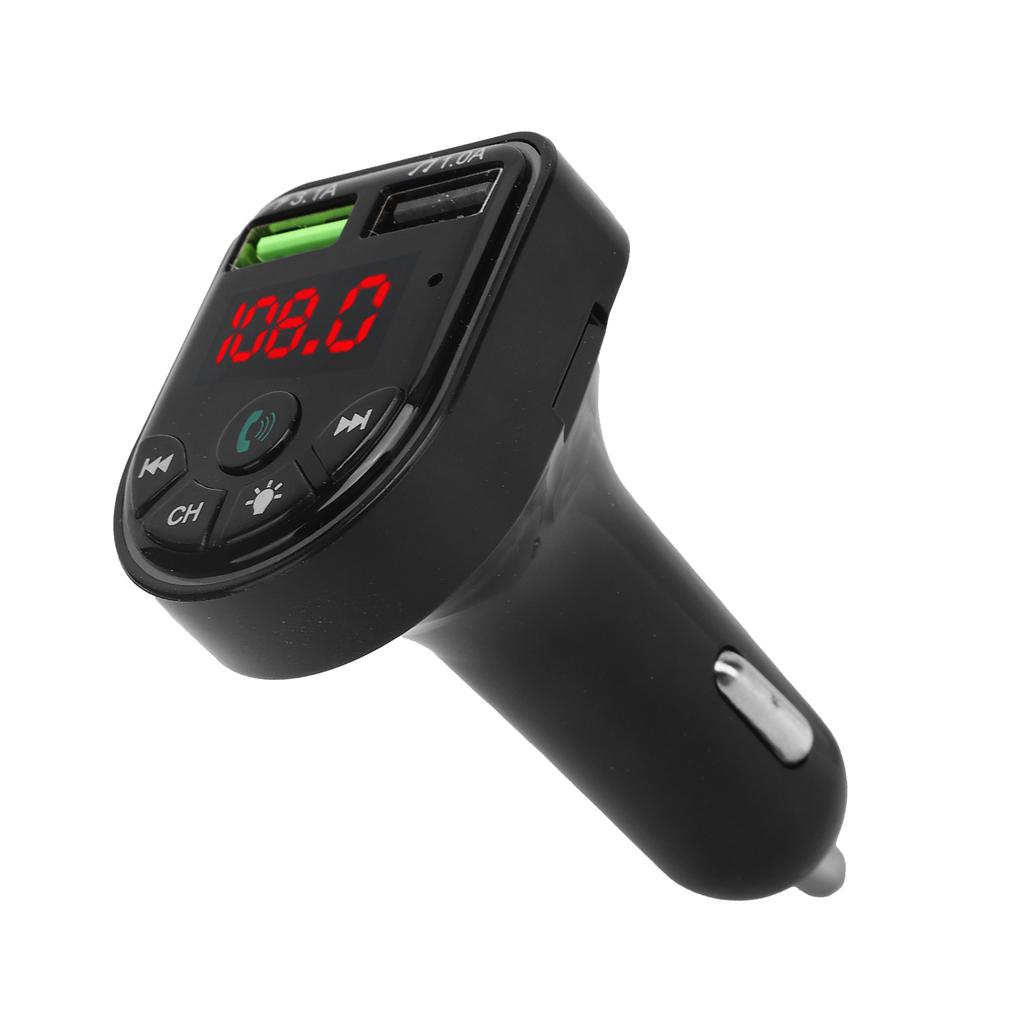 F5 Car FM Transmitter Bluetooth 5.0 MP3 Player USB2.0 Phone Charging with Colorful Ambient Light