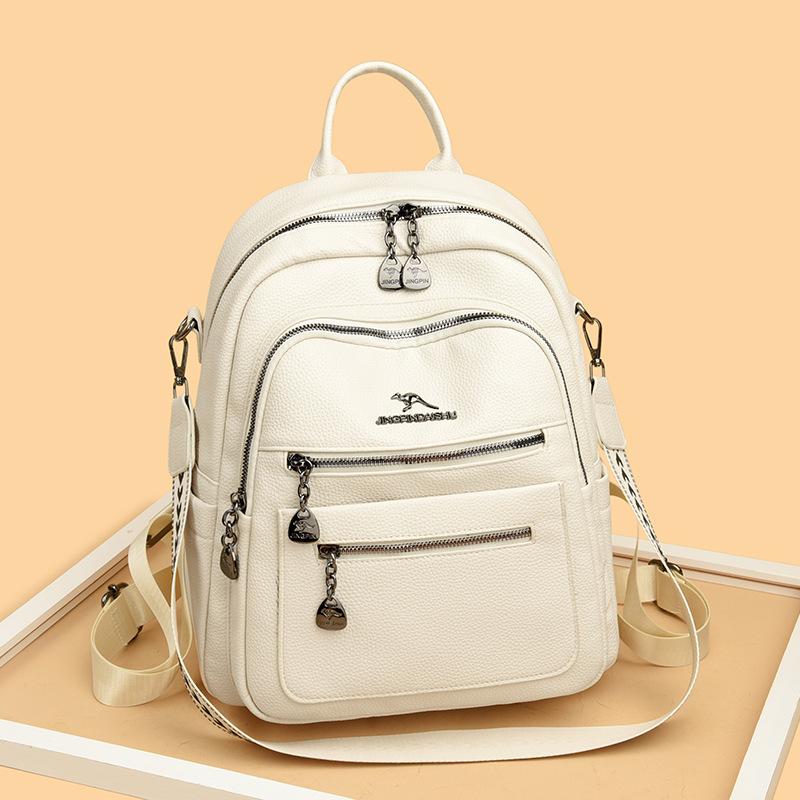 Soft Leather Backpack, Women's New Style, Simple and Casual Travel Commuting Backpack, Trendy and Fashionable, Large Capacity Shoulder Bag
