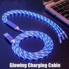 3 v 1 zářící tekoucí nabíjecí kabel Micro USB kabel typu C LED světlo Mobilní telefon Nabíjecí kabel pro iPhone 13 14 Xiaomi 11 12 Samsung oneplus oppo