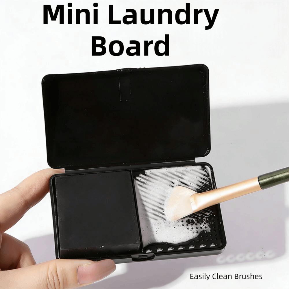 Mini Makeup Brush Washboard Square Puff Cleaner Make Up Tool Brush Cleaning Mat  Cosmetic Storage