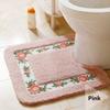 UKELER Non-Skid Floral Rose Bathroom Contour Rugs, Set of 2 Soft Shaggy Non Slip Bath Shower Mat and U-Shaped Toilet Floor Rugs, Pink