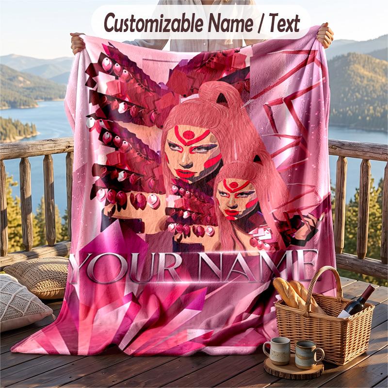 Coperta in Flanella Personalizzata, Nome Stampato Personalizzato Lady Gaga, Morbida Coperta Peluche per Uso Domestico