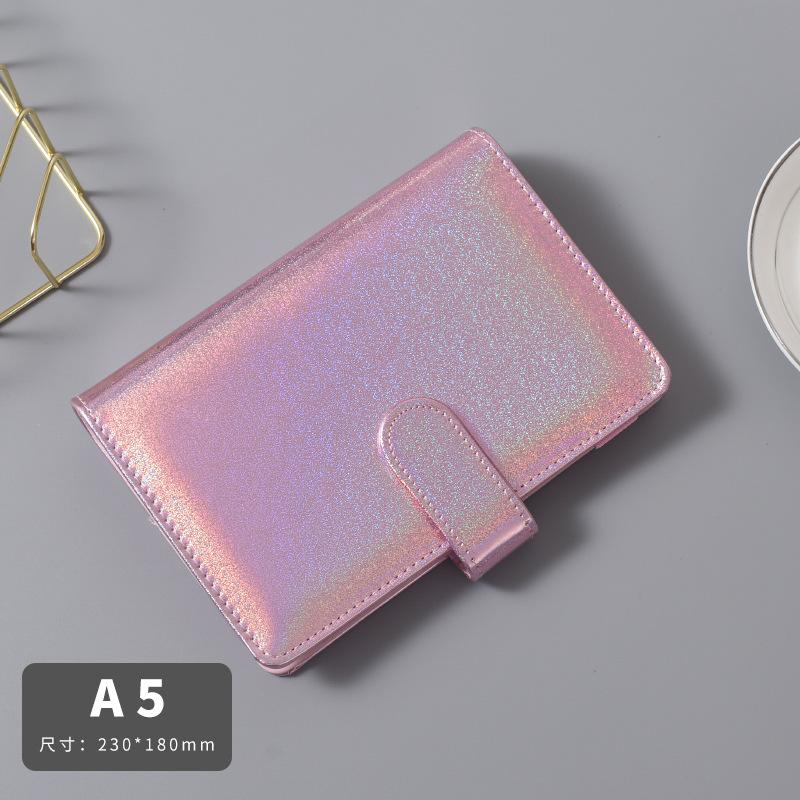 A6/A5 Macaroon Glitter Color PU Leather DIY Binder Only Cover Diary Agenda Planner Paper Cover School Stationery A6