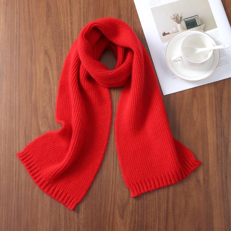 Thickened Vertical Stripe Knitted Pure Wool Scarf for Men & Women – Versatile Warm Autumn/Winter Neck Warmer