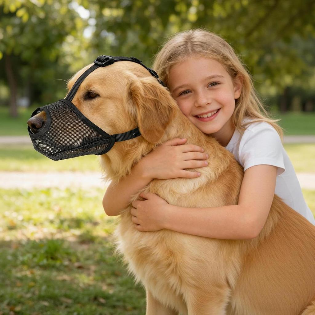 Dog Muzzle, Soft Mesh Muzzles for Small Medium Large Dogs, Breathable Adjustable Puppy Muzzles for Grooming Biting Chewing Scavenging, Allows