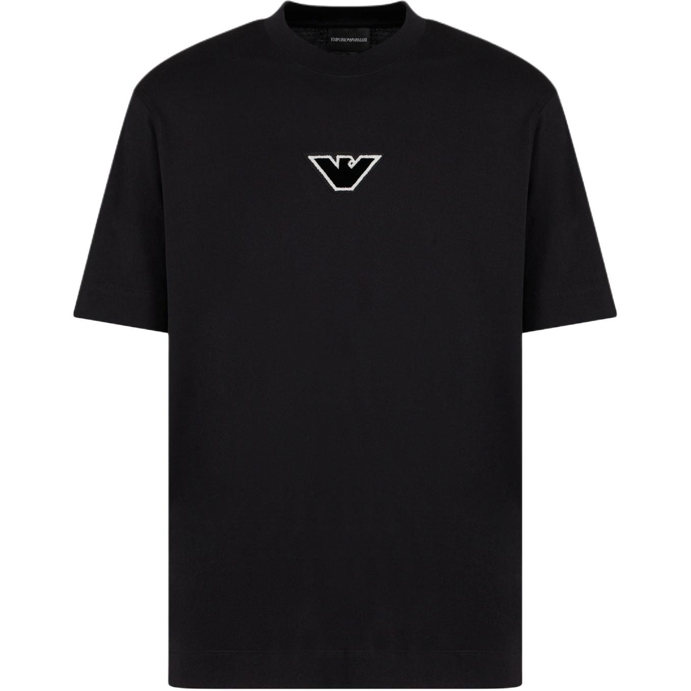 

Emporio Armani Solid Color Letter Eagle Logo Embossed Round Neck Short Sleeve T-Shirt Men t-shirts Black 6D1TD7-1JOCZ-0037 L