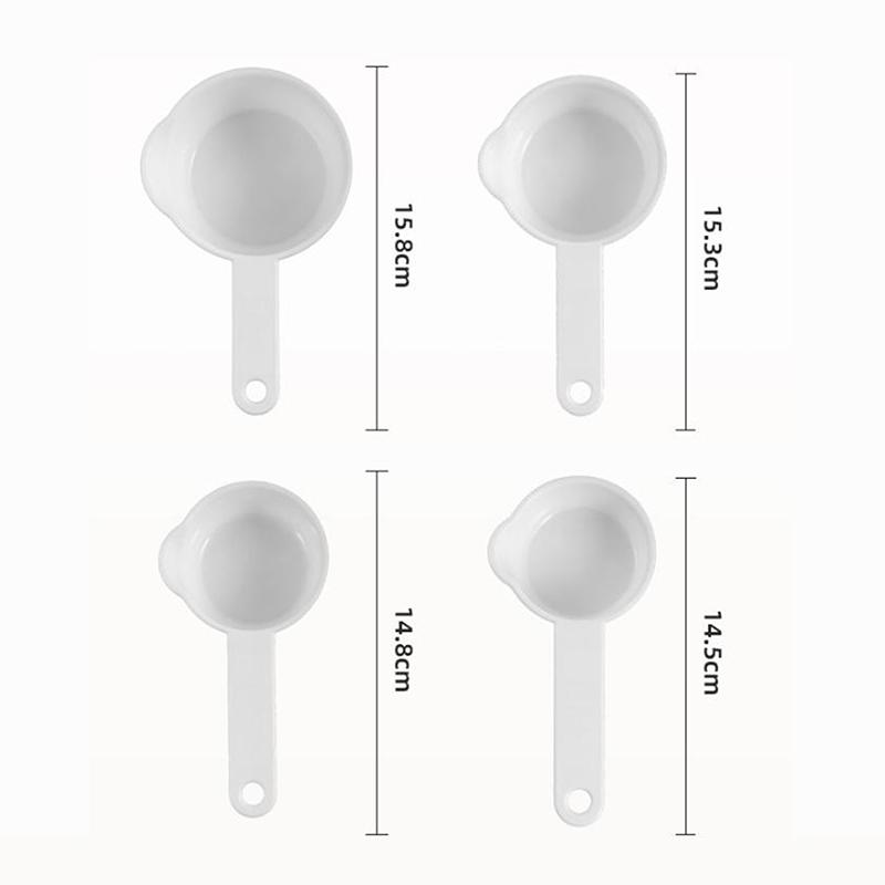 1Set Measuring Cups And Spoons Set White Plastic Kitchen Tools For Baking Cooking Mixing With Accurate Markings