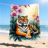 1pc Tiger Orchid Floral Pattern Print Outdoor Blanket, Lightweight Polyester,