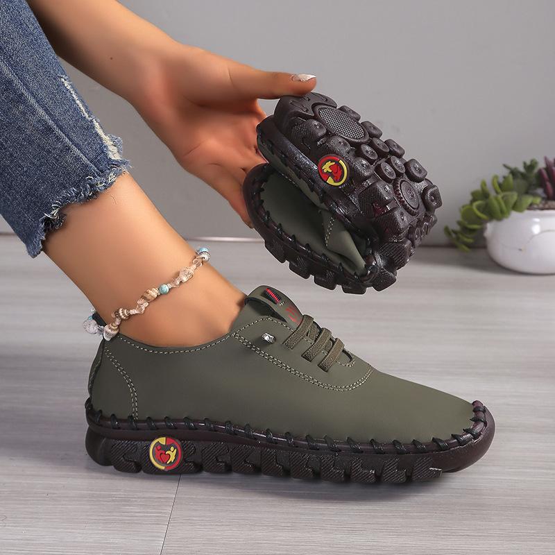 New Stitching Rubber Sole Single Shoes Women Soft Bottom Soft Leather Mom Shoes Large Size 35-45 Women's Shoes