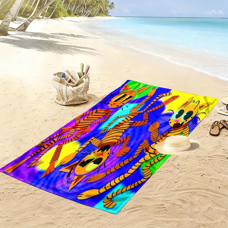Dog Man Print Beach Towel, Large Soft Quick Dry Towel for Beach Camping Swimming