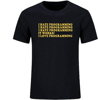 Male T Shirts I Hate Programming Funny Computer Programmer Coding T Shirts Short Sleeve O Neck Fashion Cotton Black