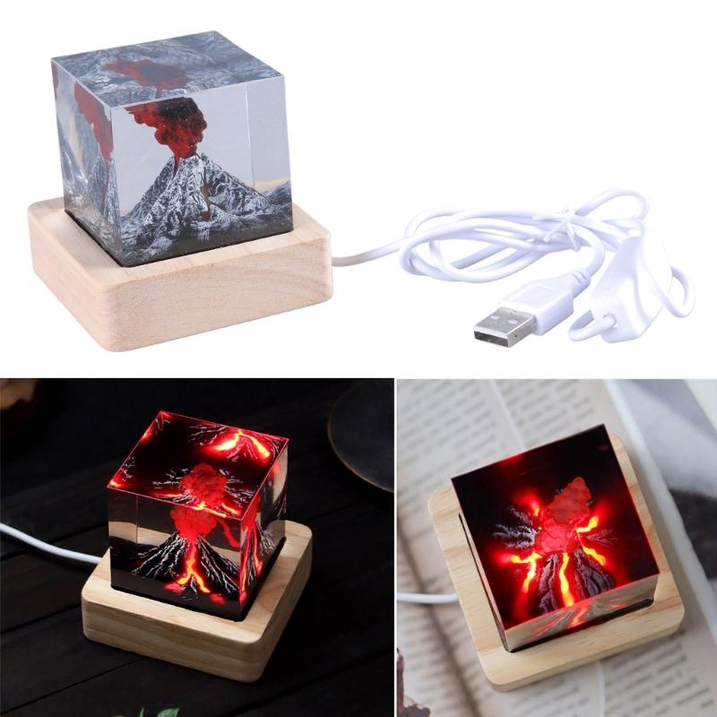 Striking Fire Sculpture Volcano Eruptions Night Light Impressive Detailing Eruptions Sculpture Night Lamp Home Decors
