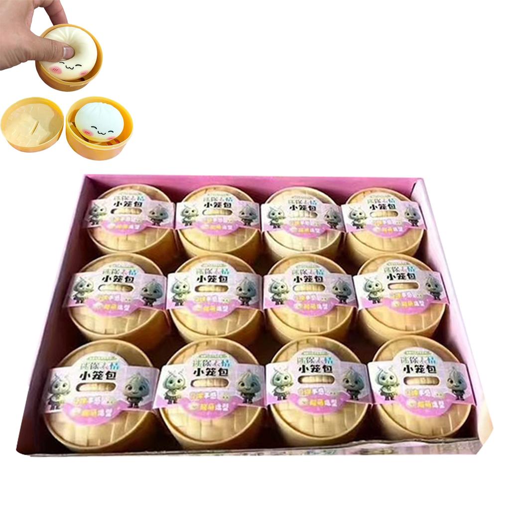 Rot Colorful Dumpling Squishes Stress With Steamer Cute Anxiety Toy Soft Decompression Dough For Adults Simulation Skateboard
