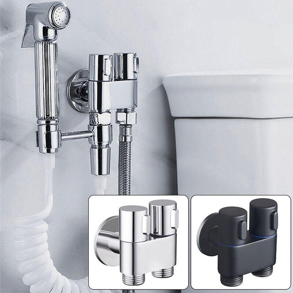 Toilet Accessories Zinc Alloy Toilet Angle Valve Wall Mount Dual Outlet Bidet Sprayer Set Toilet Bidet Sprayer Bathroom