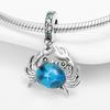 Copper Original Blue Crab Pendant Charm Beads Fits Bracelets Bangle Necklace For Women Luxury Diy Jewelry Fine Gift