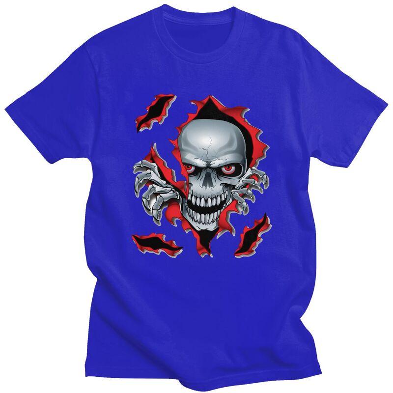 Custom Rip Skull T Shirts Men 100 Cotton Tee Tops Gothic Skeleton Tshirt Fashion Tshirt Clothes