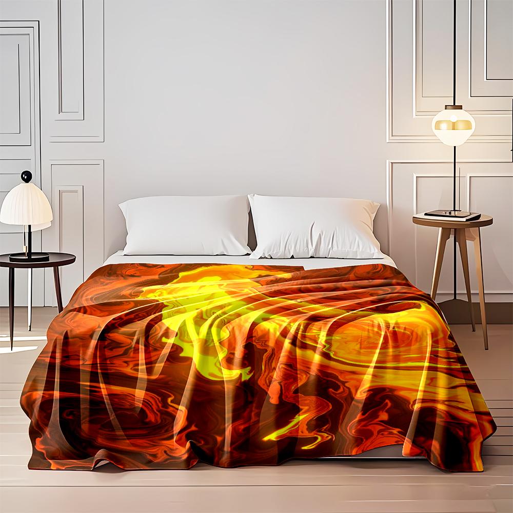 Fiery Abstract Swirl Design Blanket Flannel Blanket for Bedroom, Living Room, Sofa, and Nap Sofas.