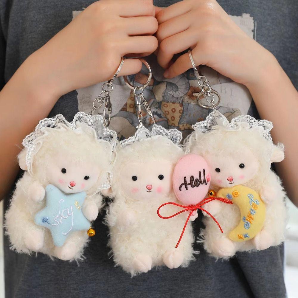 Cute Little Lamb Dolls Pendant Soft Fluffy Sheep Keyring Lovely Lamb Plush Keychain  Gifts