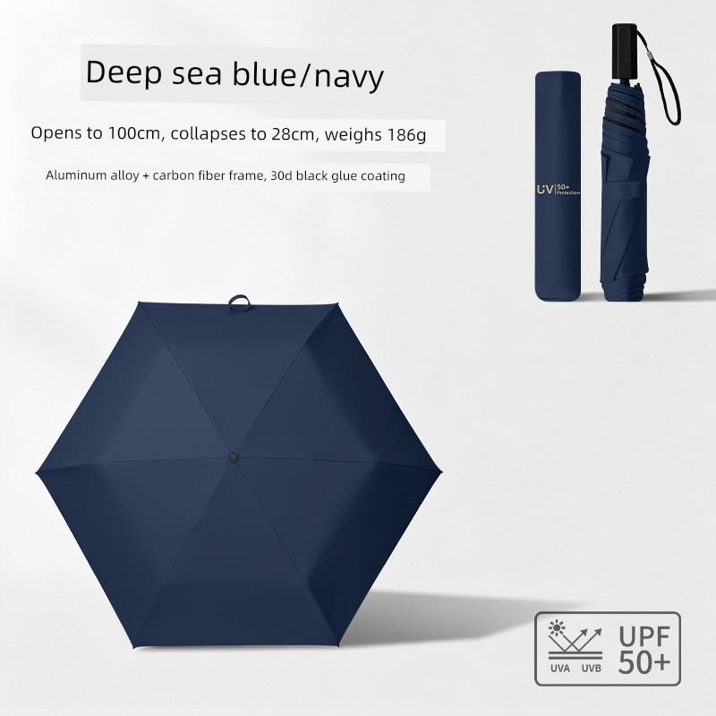 Original Carbon Fiber 148g Ultra-Light 30D Black Coating Sunscreen Pencil Umbrella Diameter 94cm Portable Folding Umbrella for Sun and Rain