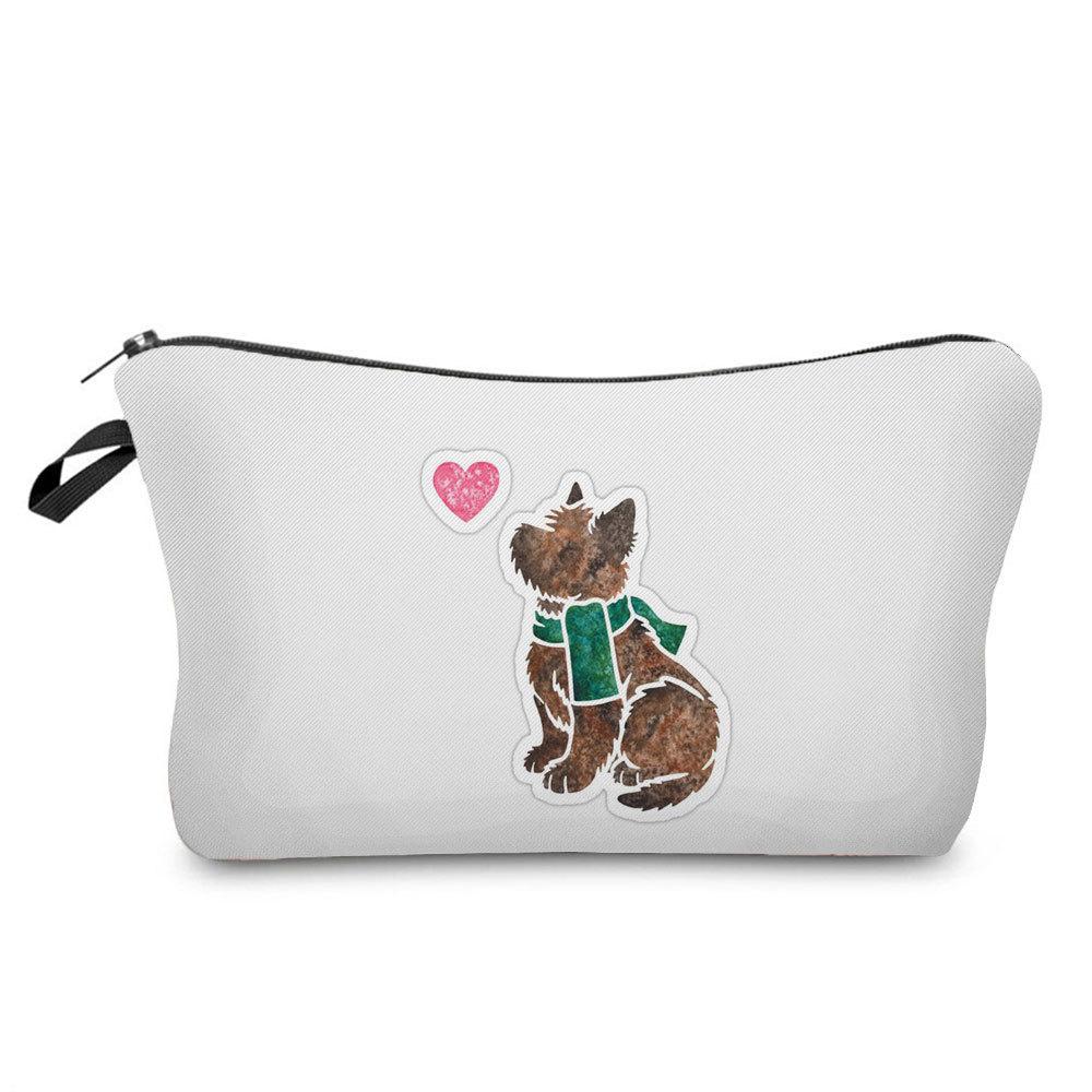 Women Dog Print Cosmetic Bag Toiletries Organize Travel Storage Case  6402