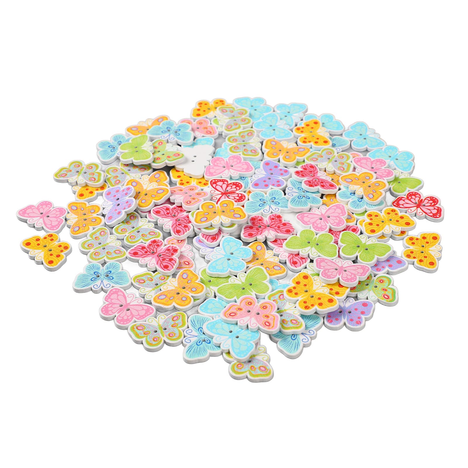 

100 шт. 1 дюйм бабочка деревянные пуговицы смешанный принт декоративные деревянные пуговицы для шитья своими руками 100pcs 1in