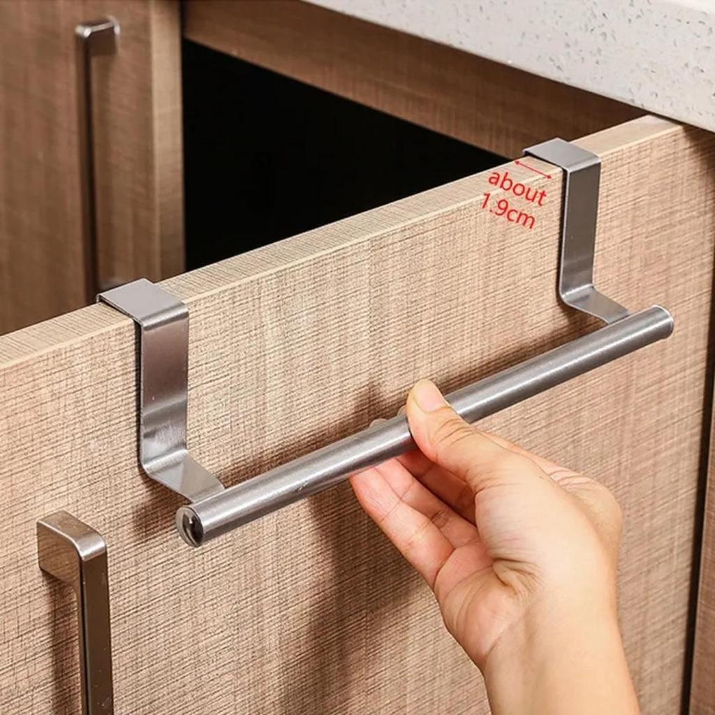 Stainless Steel Door Hooks: Towel & Storage Rack, Wall-Mounted & Punch-Free for Kitchen/Bathroom