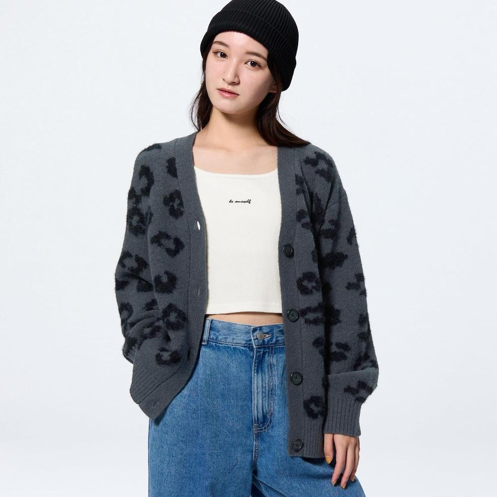 

Gu By Uniqlo Girls Кардиган большого размера Leopard Jr 08 DARK GRAY/S