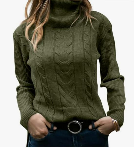 European Retro High Neck Knit Pullover - Women's Long Sleeve Sweater (Solid Color, Autumn/Winter)