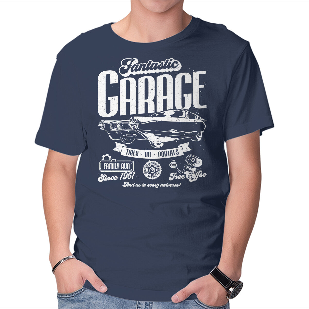 Unisex Crew Neck T-Shirt Fantastic Garage Graphic Short Sleeve Casual Tee S
