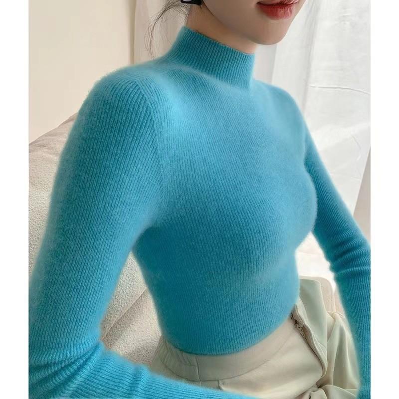 Womens Slim Fit Cashmere Wool Blend Sweater Half Turtleneck Fall Winter Versatile Basic Top