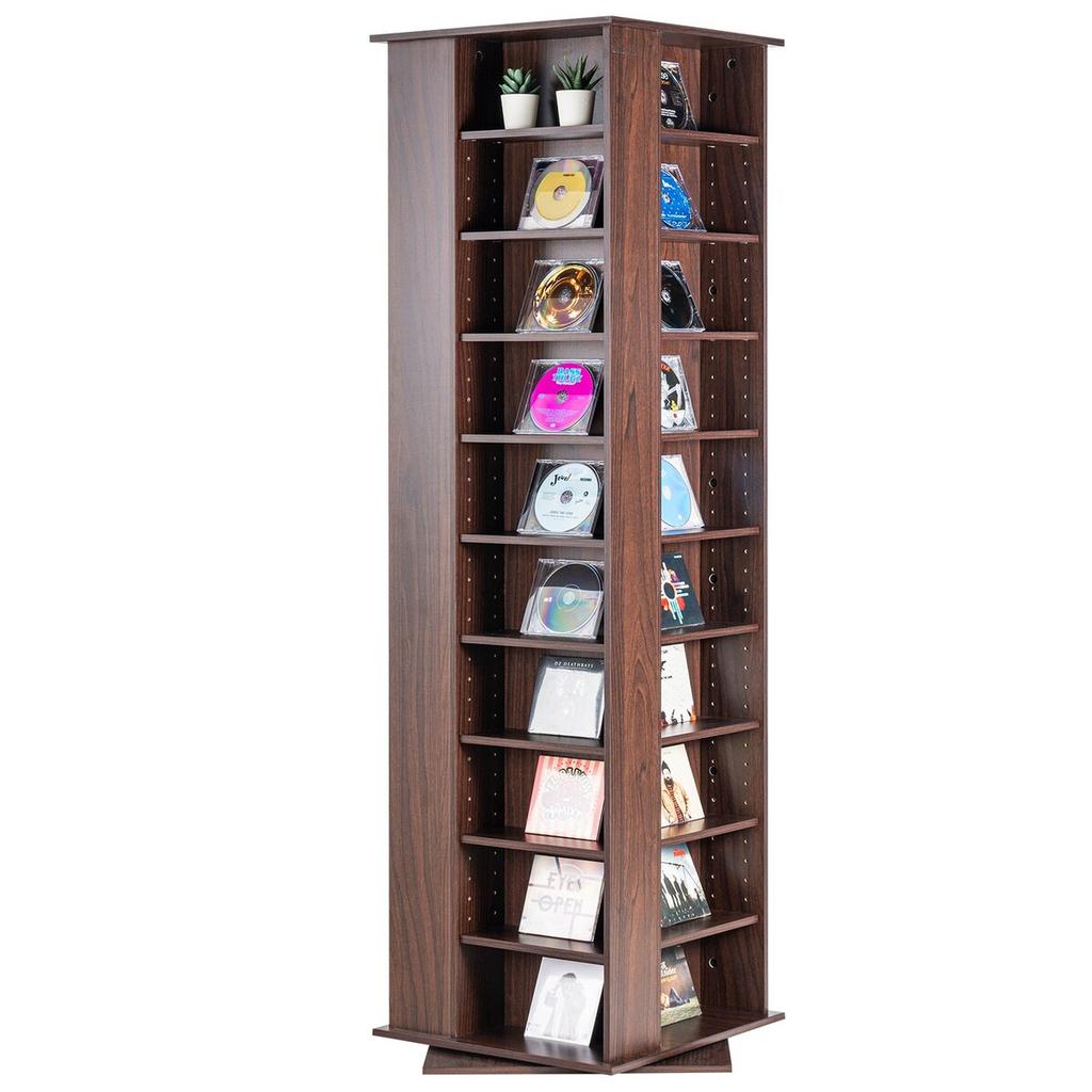 Spinning Media Tower 4-Sided Revolving Media Tower 1040 CDs Espresso