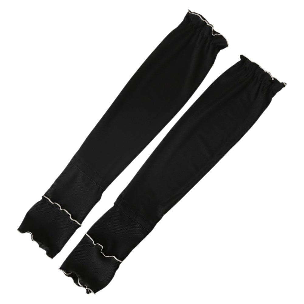 Ruffles Sunscreen Arm Sleeves Solid Color Cycling Arm Cover Breathable Ice Silk Arm Sleeves  Ladies