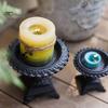 Cast Iron Pillar Candle Holder Heavy Duty Holder, Retro Candlestick Holders, Handcrafted Decorative Metal Stand for Dinner Home Garden Tabletop Decor