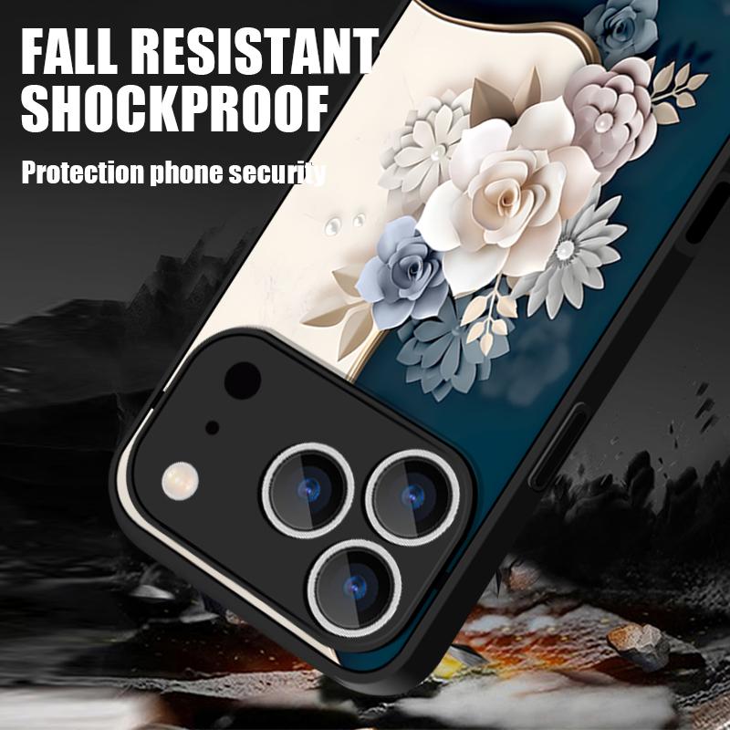 Translucent Matte Magnetic Case For iPhone 17 16 15 Pro 14 13 Pro Max 16e 17e For Magsafe Elegant 3D Floral Hard PC Back Cover