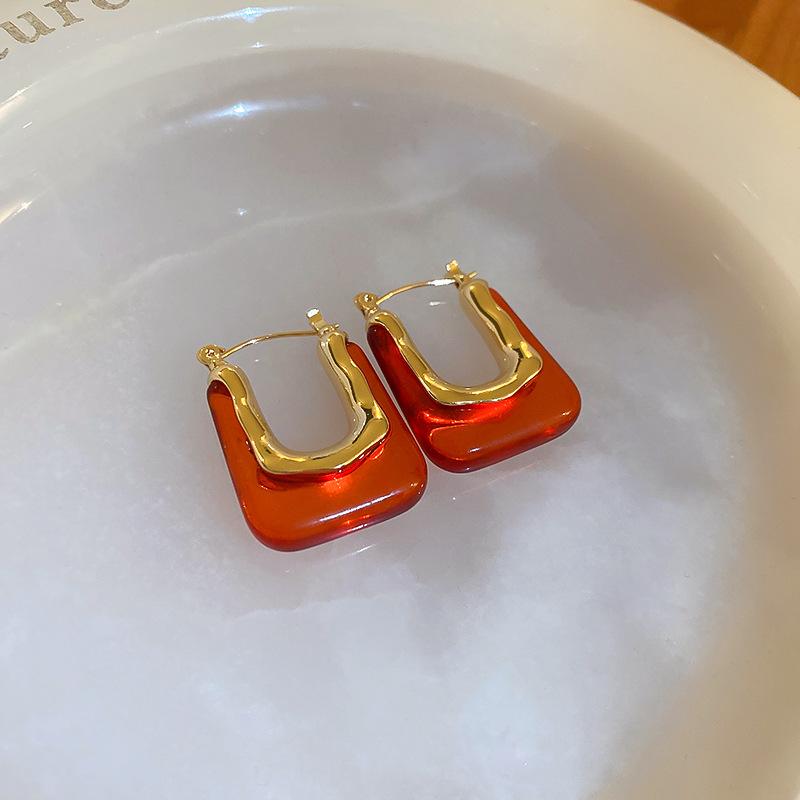 Grün Rosa Transparente Harz Ohrringe Für Frauen Mädchen Geometrische Unregelmäßige Stecker 2023 Neue Trendige Ohr Zirkon für Party