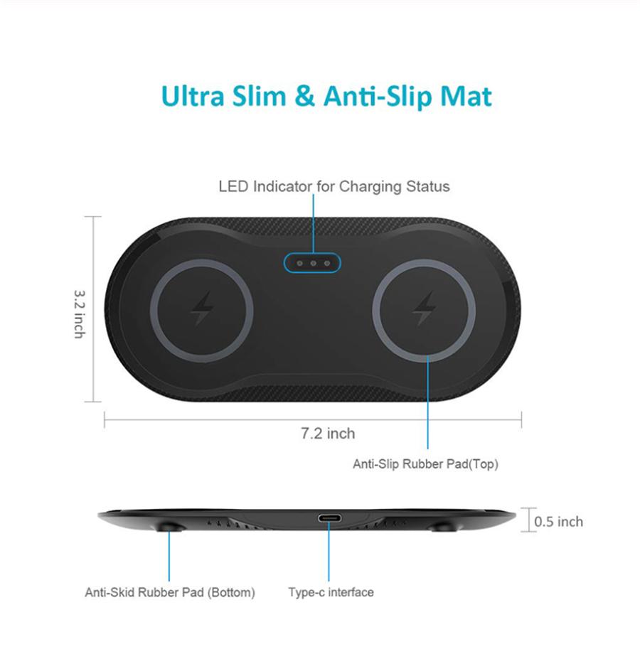 20W Double Seat CAR QI Wireless Charger Fast Charging Pad 2 In 1 Desktop Charger for iPhone 11 Pro X XS MAX XR For Samsung S10 S9