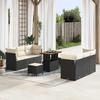 9 Piece Black Poly Rattan Garden Sofa Set with Cushions
