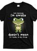 Men's Funny Angry Frog Graphic T-Shirt - "Just Because I'm Awake" Humor Design,