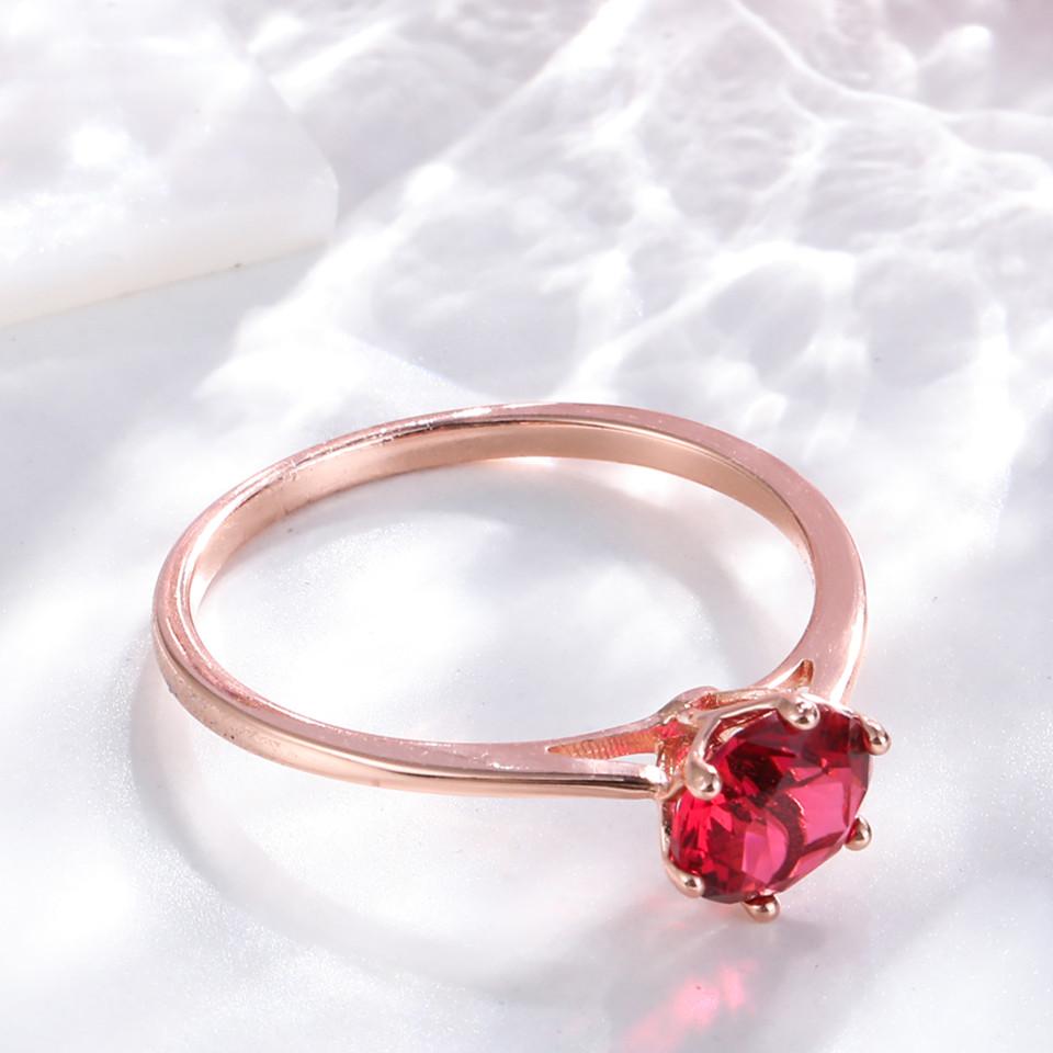 Buyee   CopperFemale Classic Ring Red Crystal Ring Finger for Women Fashion Rose Gold Fine Jewelry Circle Gift